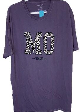 Maurices Plus Size Women Plum Leopard Animal Print Missouri MO 1821 Graphic Tee